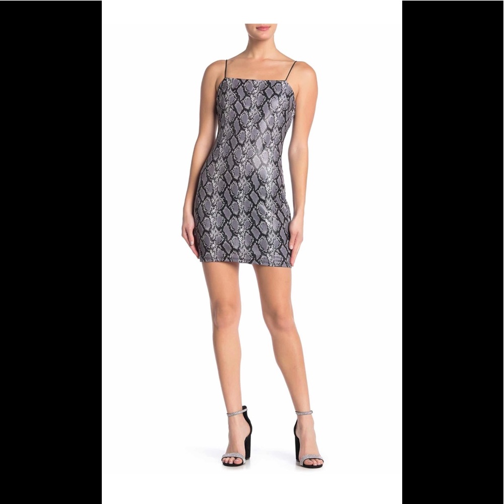 Silver snake print faux leather bodycon dress